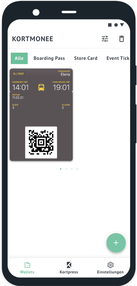 phone screen showing a pass
